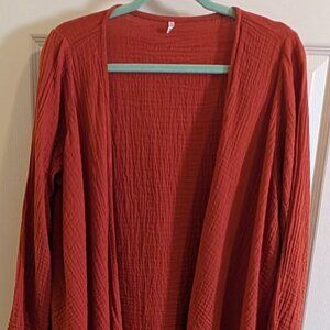 Harem Pants Womens Size L? (no size tag) Rust Colored Long sleeve Cotton Shrug